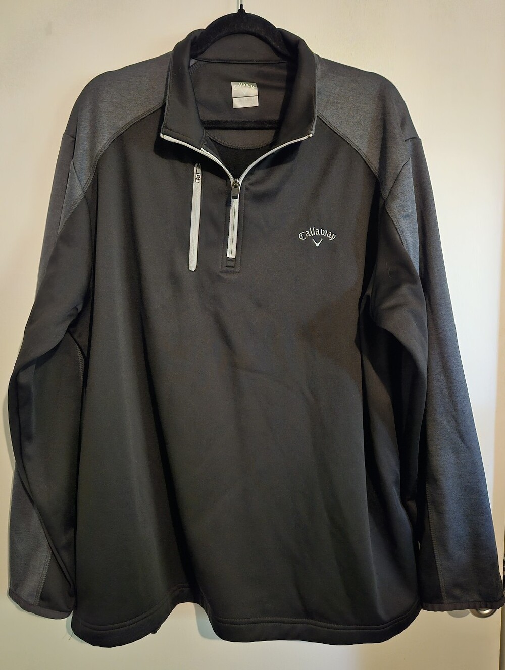 Callaway Men’s XL 1/4 Zip Golf Jacket Black Gray Colorblock SA4519